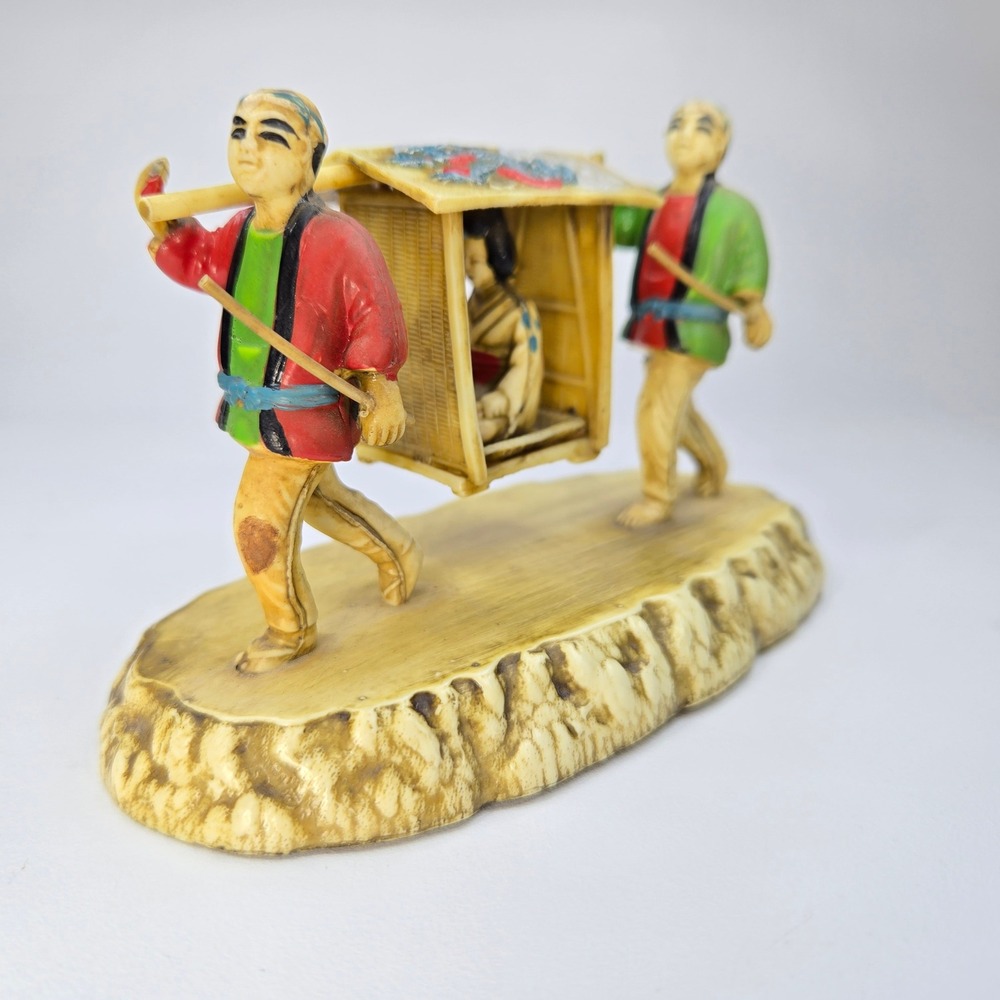 Vintage Japanese‎ Palanquin Rickshaw Figurine Statue Dragon Decoration